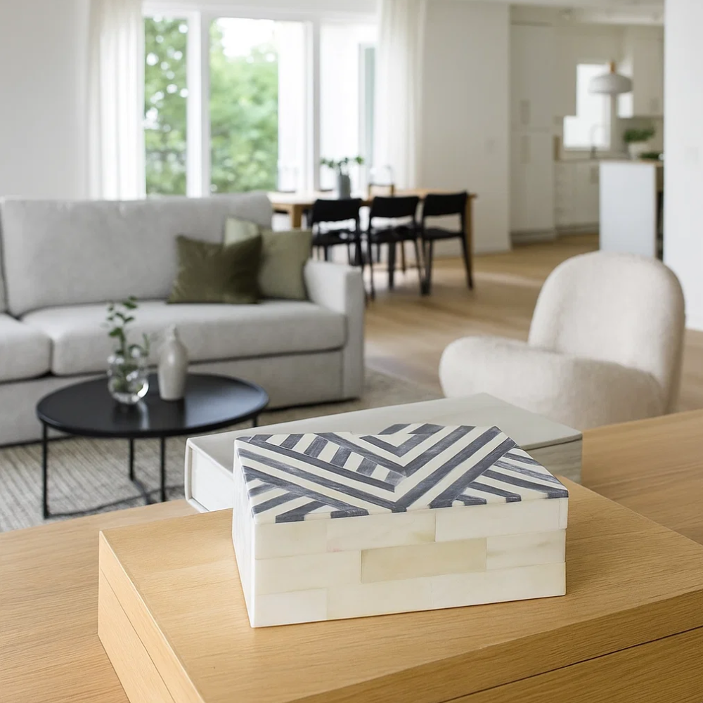 Art Deco Natural Bone & MDF – Trinket Box