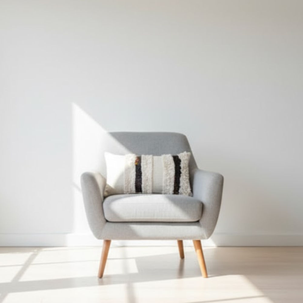 Handmade Shaggy Lace Cotton Cushion Cover – Artisan Cotton Cushion with Boho Lace Detailing