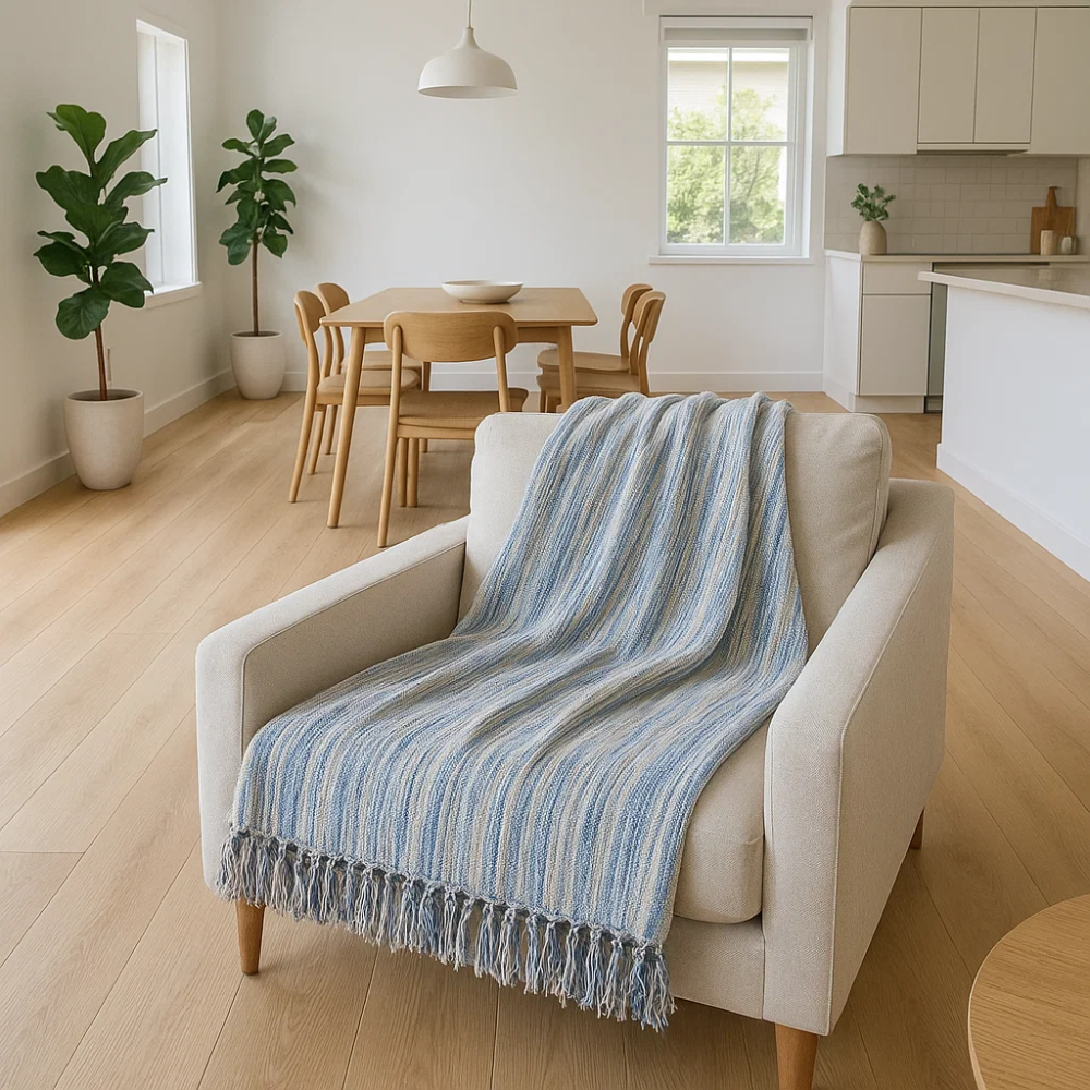 Striped Abstract Cotton Throw Blanket – Artistic Comfort