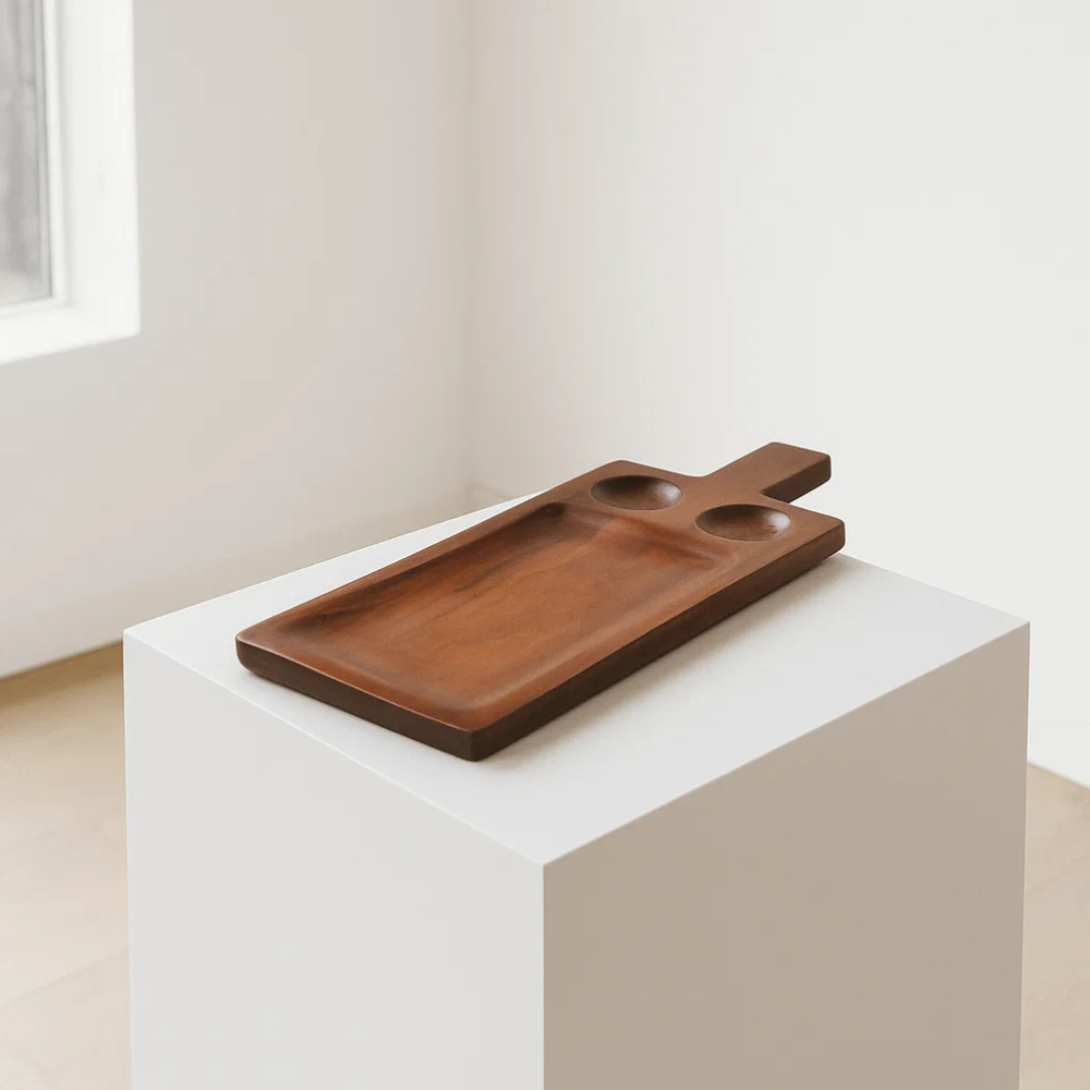 Wooden Chip & Dip Platter – Handmade Solid Wood Serving Tray & Cheeseboard