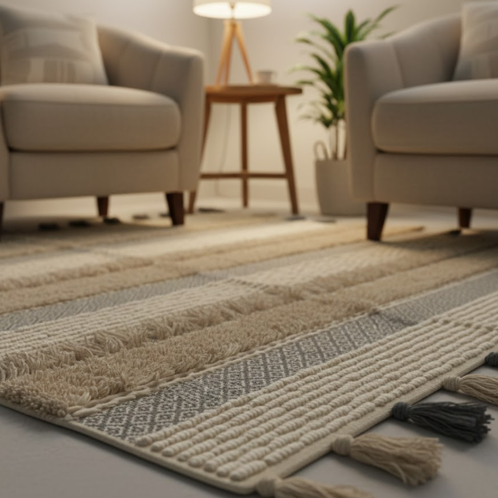 Hand Tufted Smokey Rug – Soft Cotton Texture