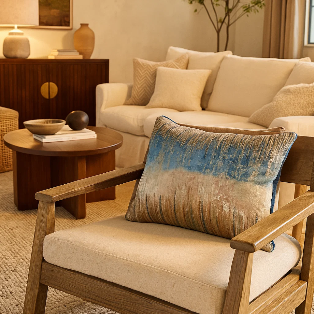 Embroidered Ombre Velvet Lumbar Cushion Cover – Handcrafted Luxury Velvet Cushion