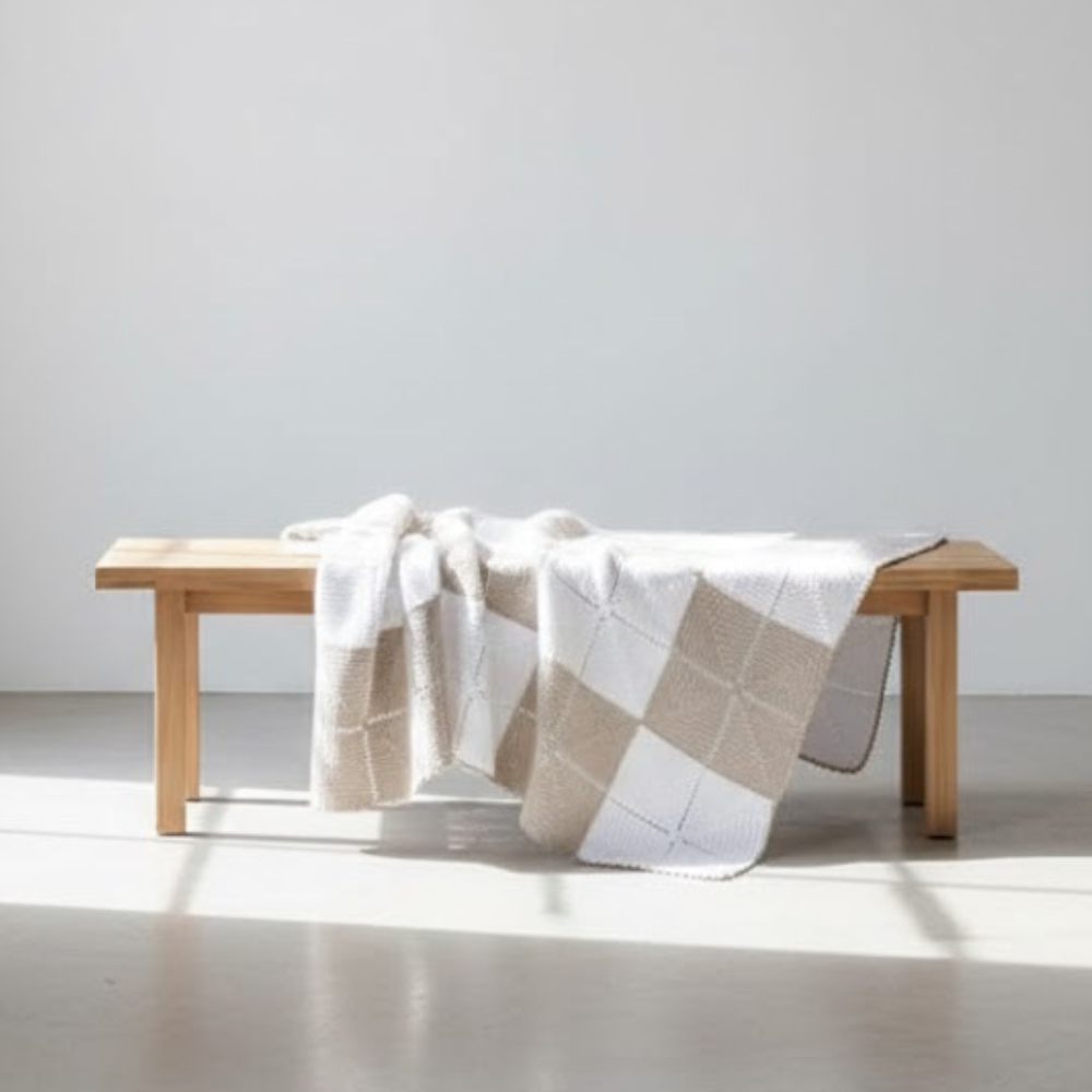 Soft Cotton Crochet Throw – Handmade Chess Squares