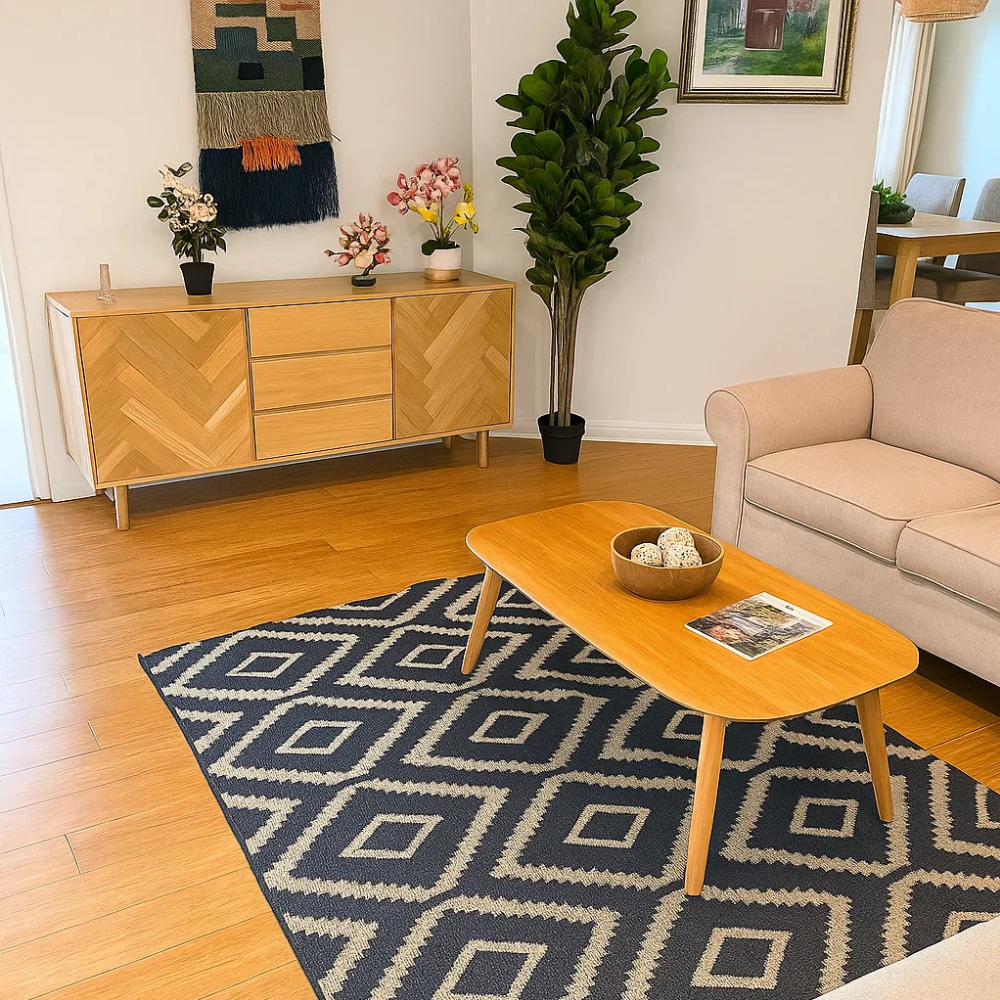 Handwoven Monotone Diamond Jute & Wool Rug – Artisan Black & Natural Rug