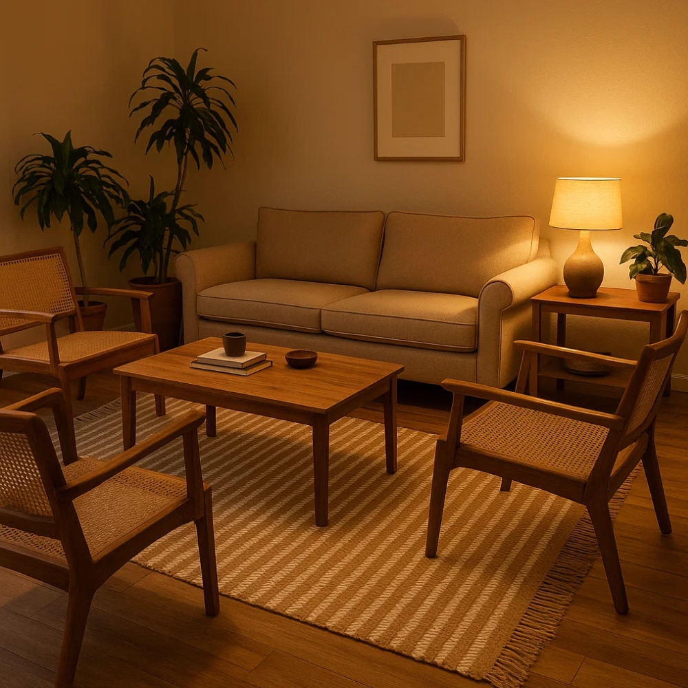 Handwoven Sandy Jute Striped Fringe Rug – Artisan Boho Rug with Rug Fringe Detailing