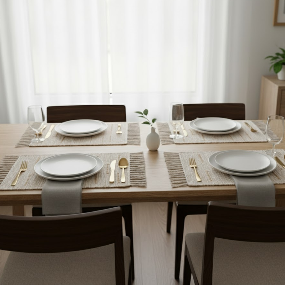 Handwoven Cotton Neutral Bisque Placemats (Set of 4)