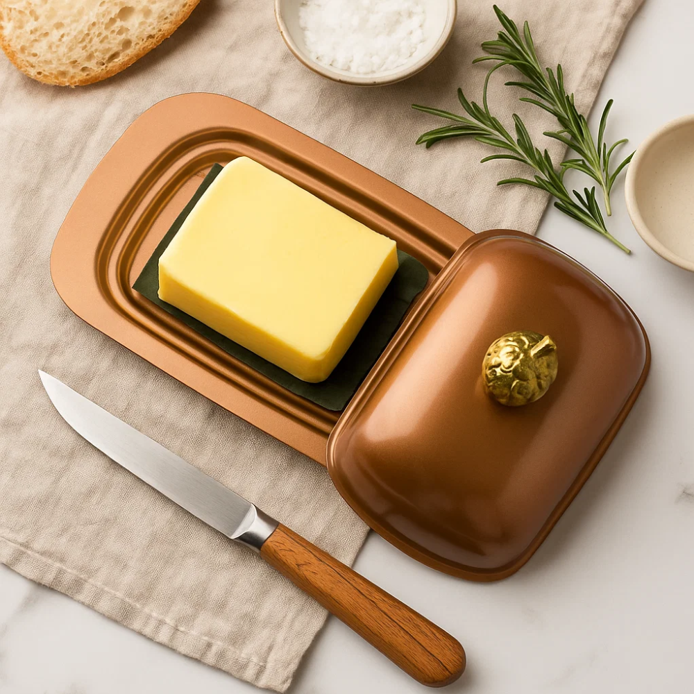 Powder-Coated Steel Classic Butter Dish with Lid