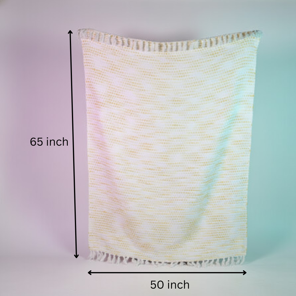 Handwoven Textured Throw Blanket with Tasseled Border