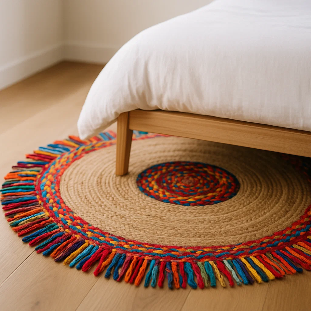 Hand-Braided Cotton Jute Rug – Upcycled