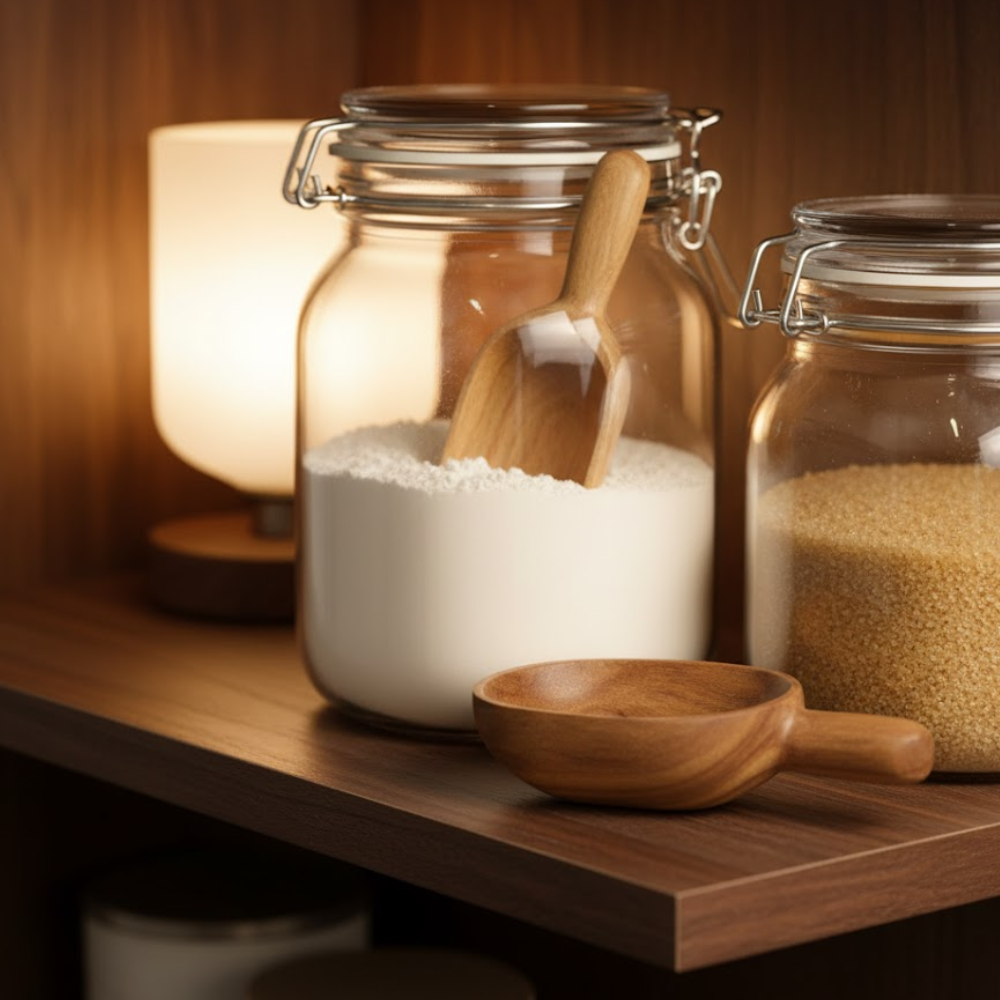 Hand Carved Teak Wood Classic Scooper (Set of 2, Small) – Artisan Teak Wood Serveware with Sleek Detailing