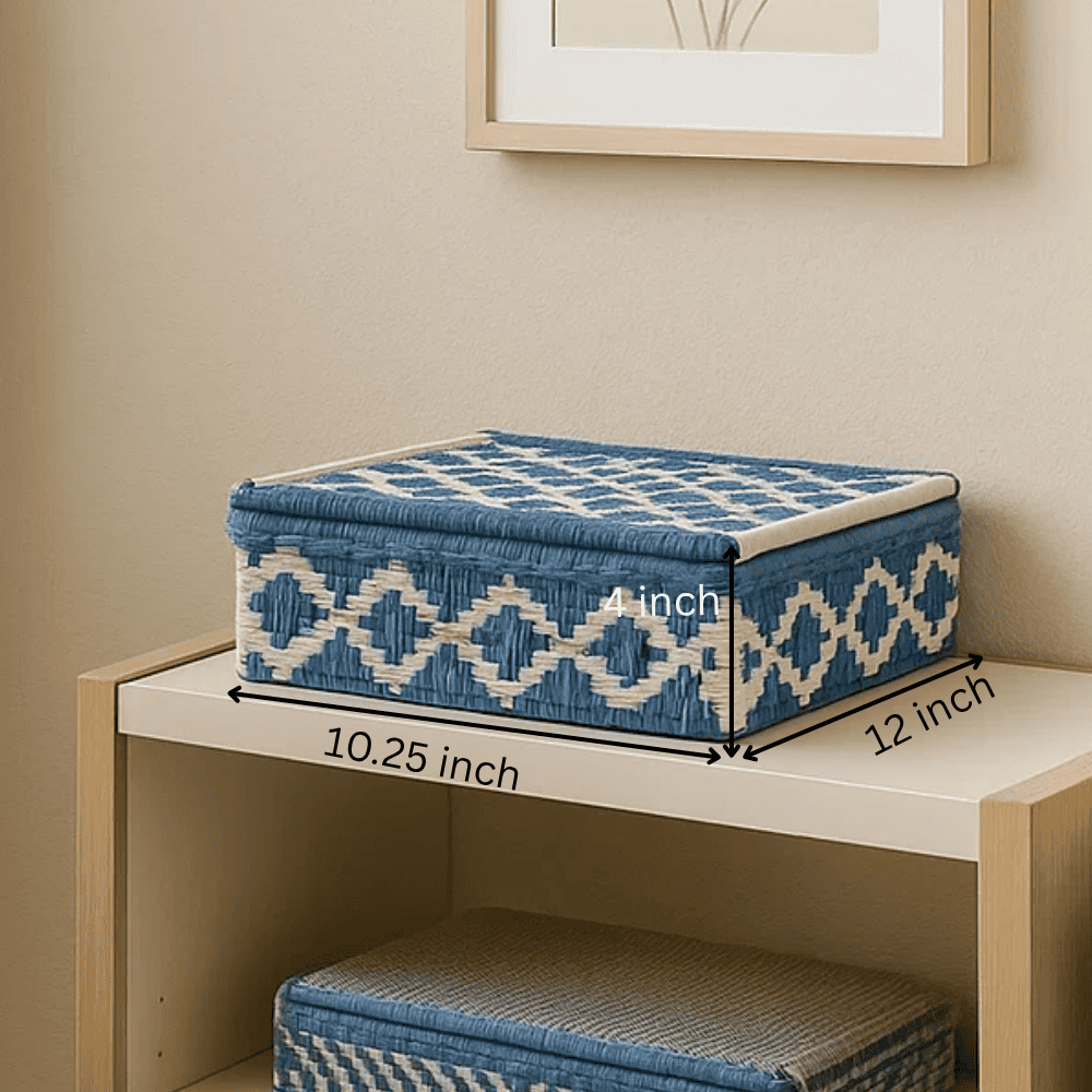Recycled Cotton Beige & Blue Storage Box