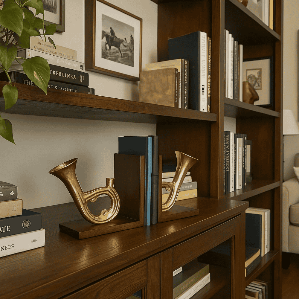 Saxophone Bookends with Wooden Base