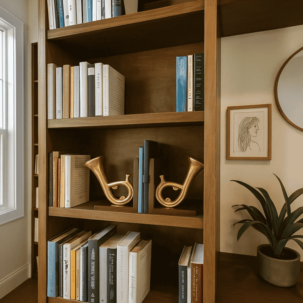 Saxophone Bookends with Wooden Base