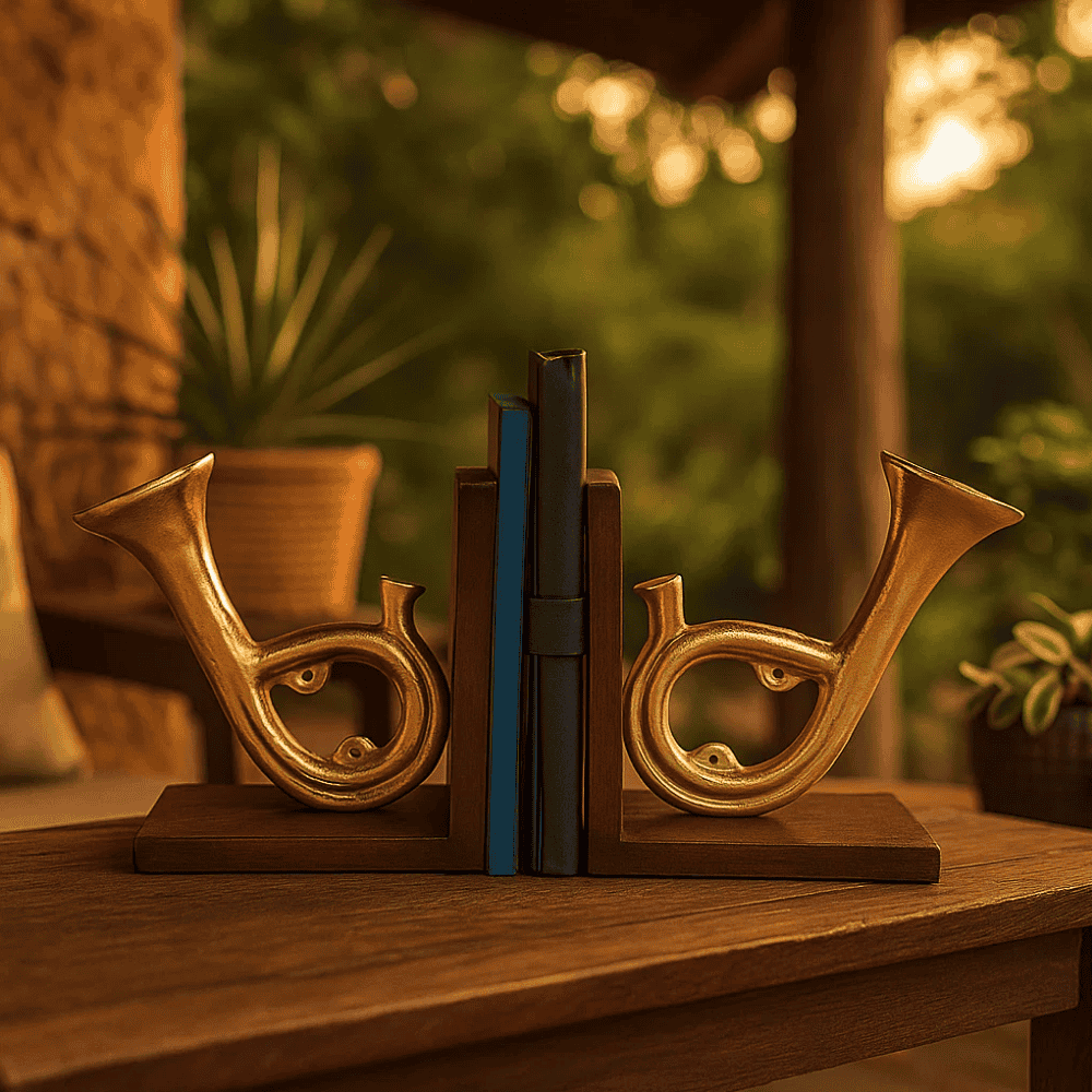 Saxophone Bookends with Wooden Base