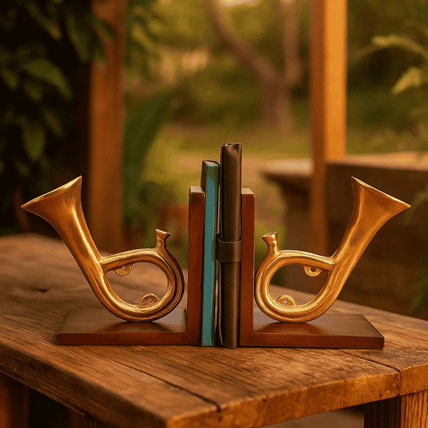 Saxophone Bookends | Handcrafted Wooden Base Decorative Pair