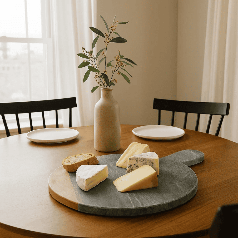 Colorblock Grey Stone & Wood Paddle Chopping Board