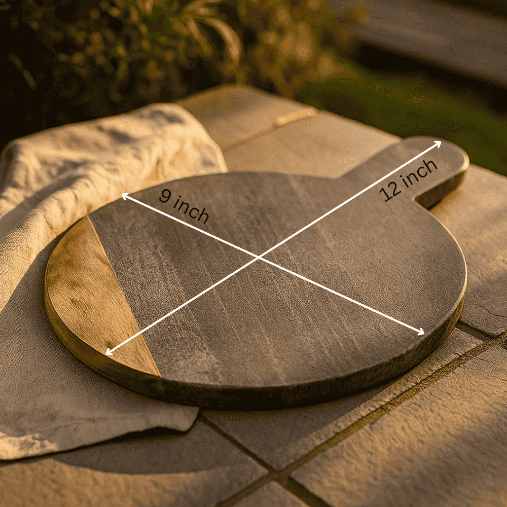 Colorblock Grey Stone & Wood Paddle Chopping Board