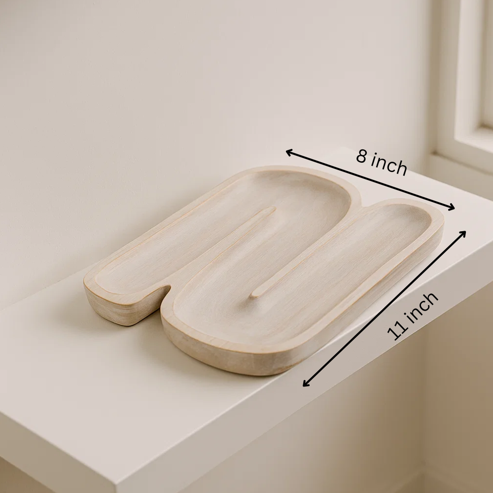 Hand-Carved N-Shaped Wooden Platter – Mango Wooden Serving Tray