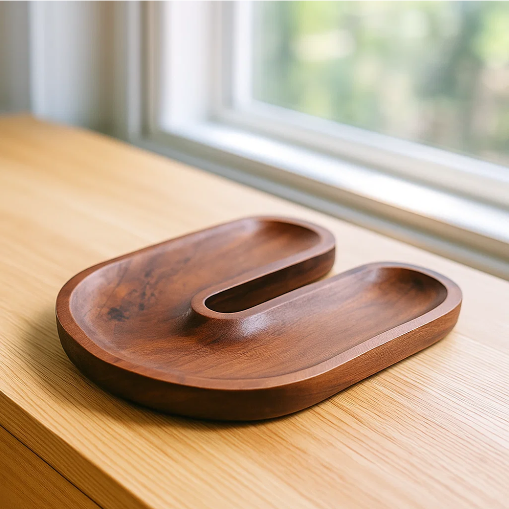 Hand Carved Magnet-Shaped Wooden Serving Platter