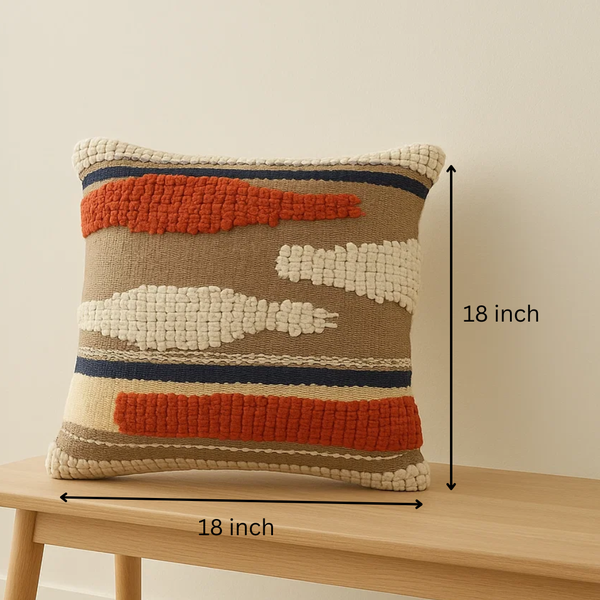 Woven Tufted Cushion Cover | Handwoven Cotton Boho Decor