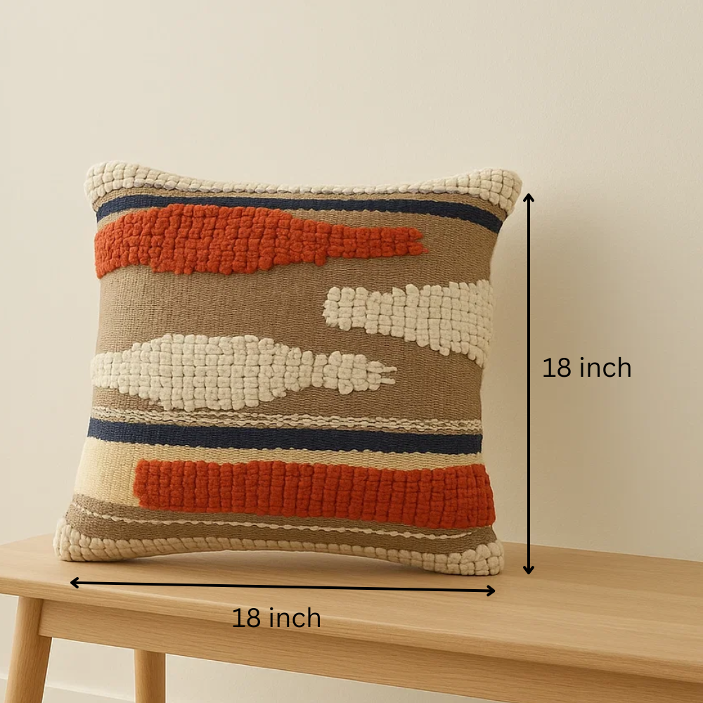 Woven Cotton Cushion Cover with Tufts