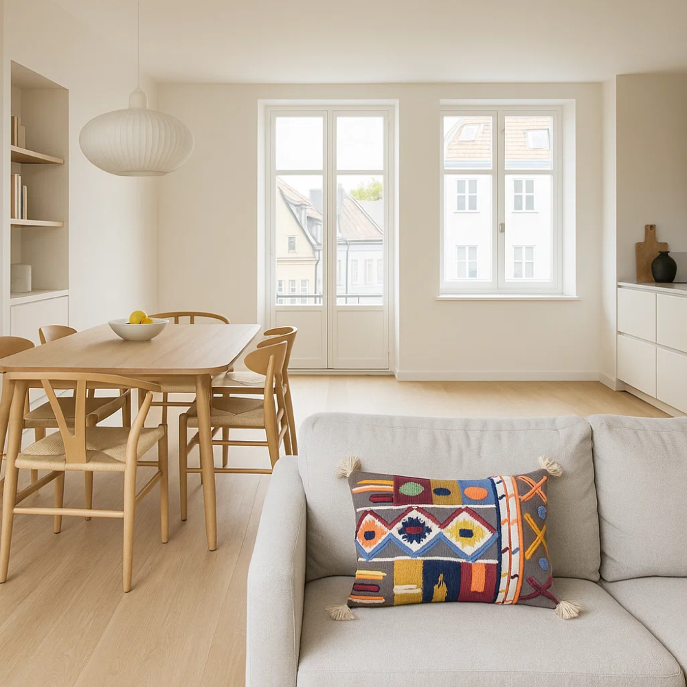 Embroidered Tasseled Lumbar Cotton Cushion Cover – Handcrafted Sofa Cushion Cover