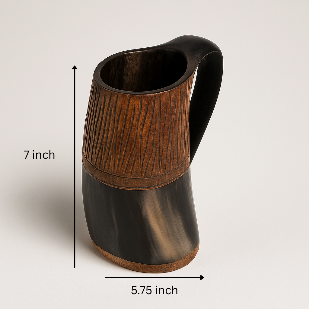 Hand Carved Recycled Horn Water Jug