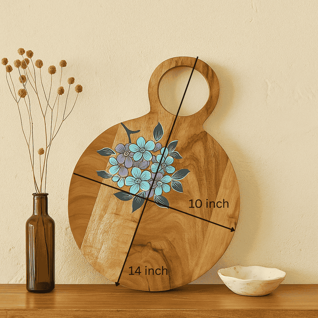 Acacia Wood Chopping Board with Hand painted Violets