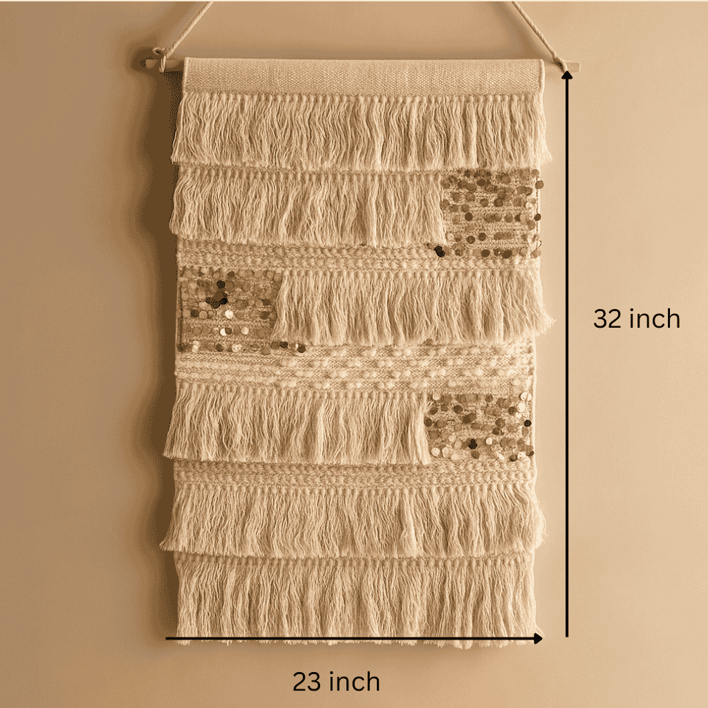 Fringe tasseled &amp; Sequinned Cotton Wall Hanging