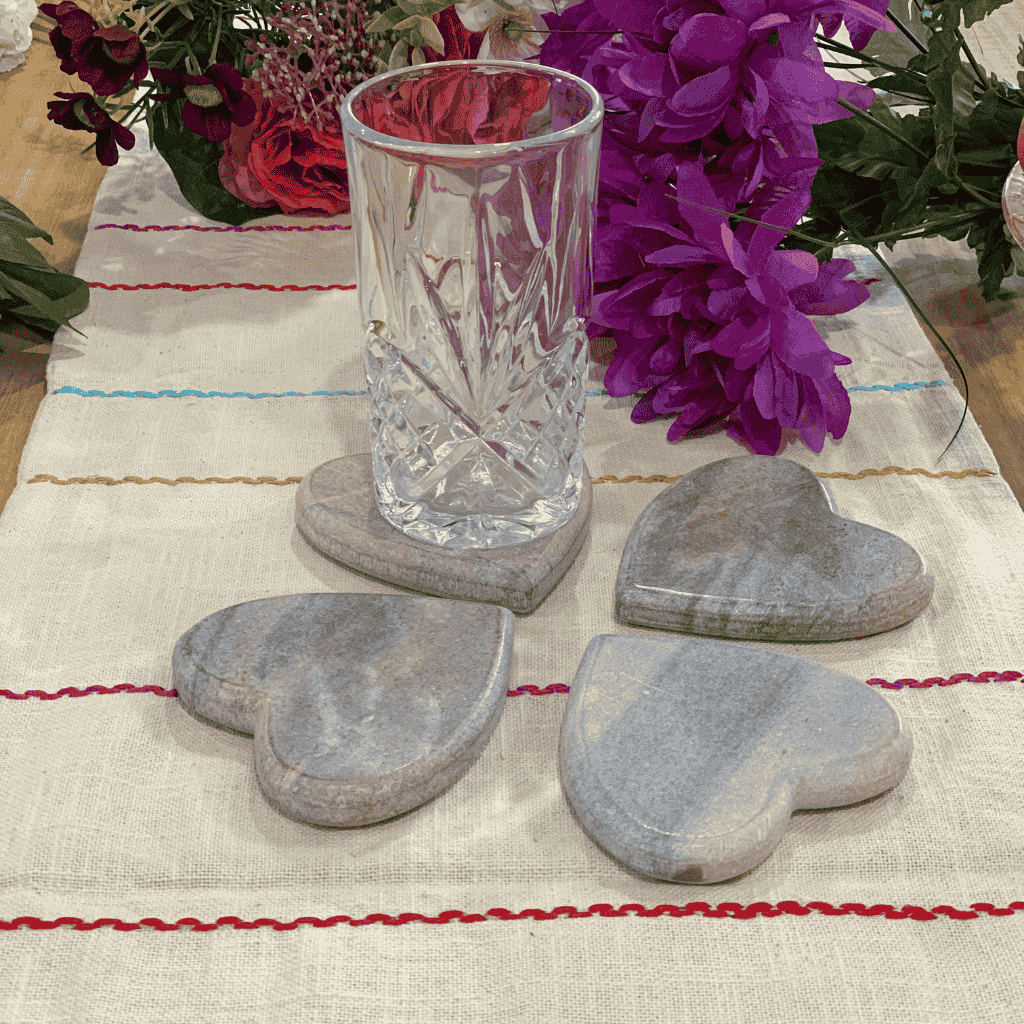 Heart-Shaped Hand Cut Marble Coasters (set of 4)