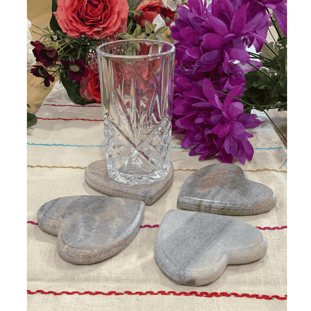 Heart-Shaped Hand Cut Marble Coasters (set of 4)