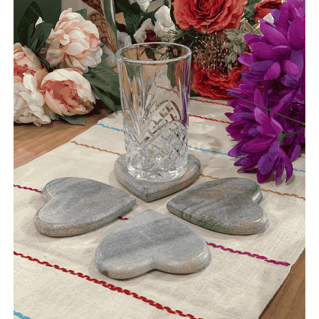 Heart-Shaped Hand Cut Marble Coasters (set of 4)