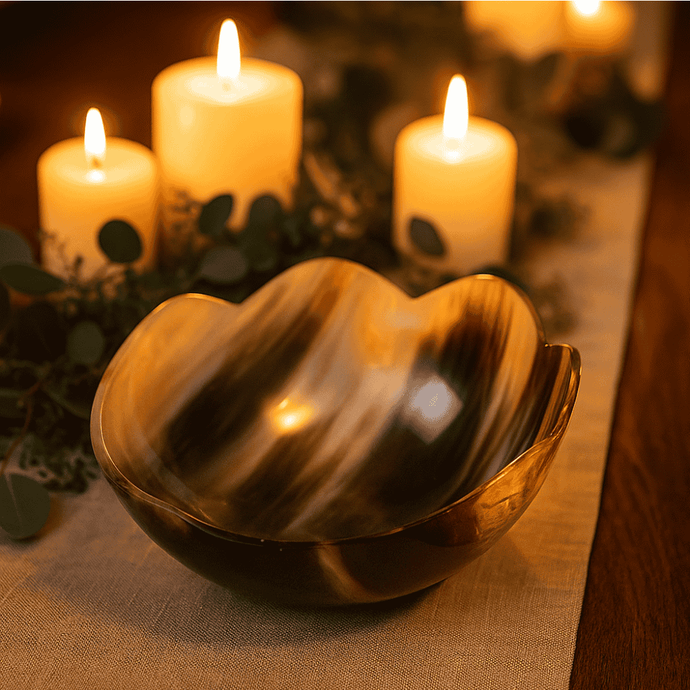 Hand Cut Recycled Horn Craft Bowl – Ethical Artisan Decor