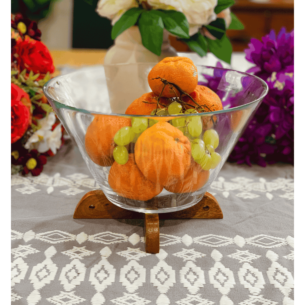 Handturned Mango Wood Bowl Stand – Solid Wood Serving Base