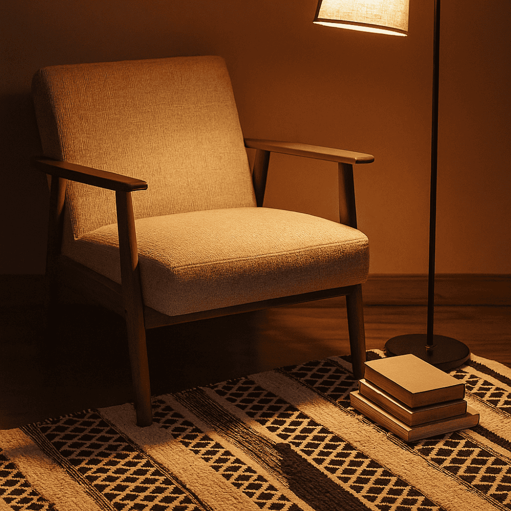 Handwoven Monochrome Panelled Cotton Rug