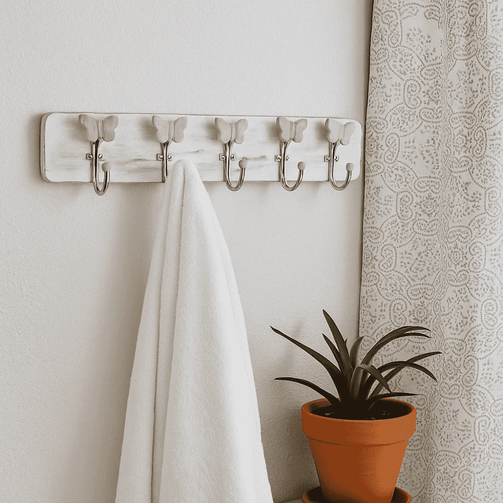 Pastel &amp; Distressed Wooden Wall hook – Handcrafted Rustic Accent