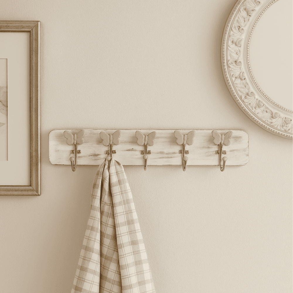 Pastel &amp; Distressed Wooden Wall hook – Handcrafted Rustic Accent