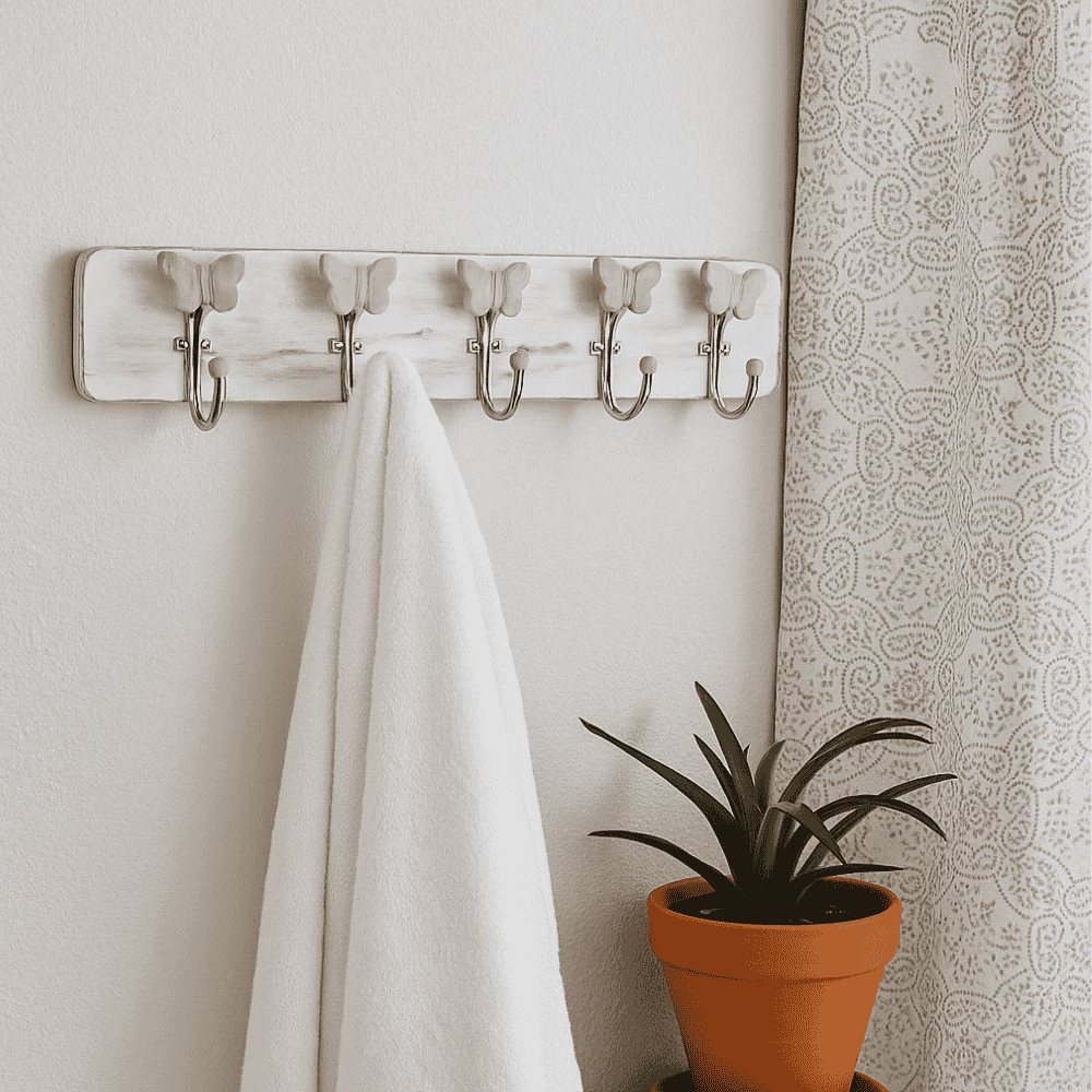 Pastel &amp; Distressed Wooden Wall hook – Handcrafted Rustic Accent