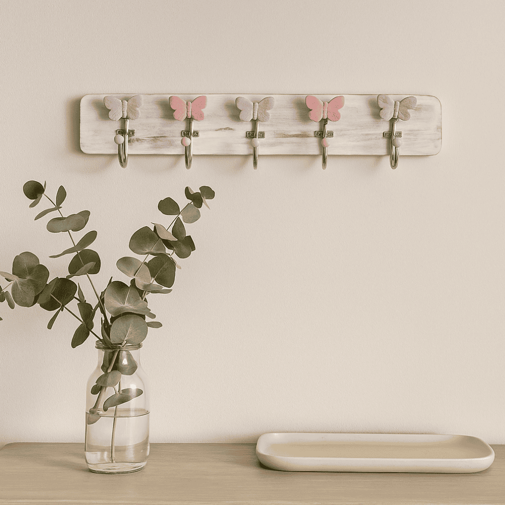 Pastel & Distressed Wooden Wall hook – Handcrafted Rustic Accent