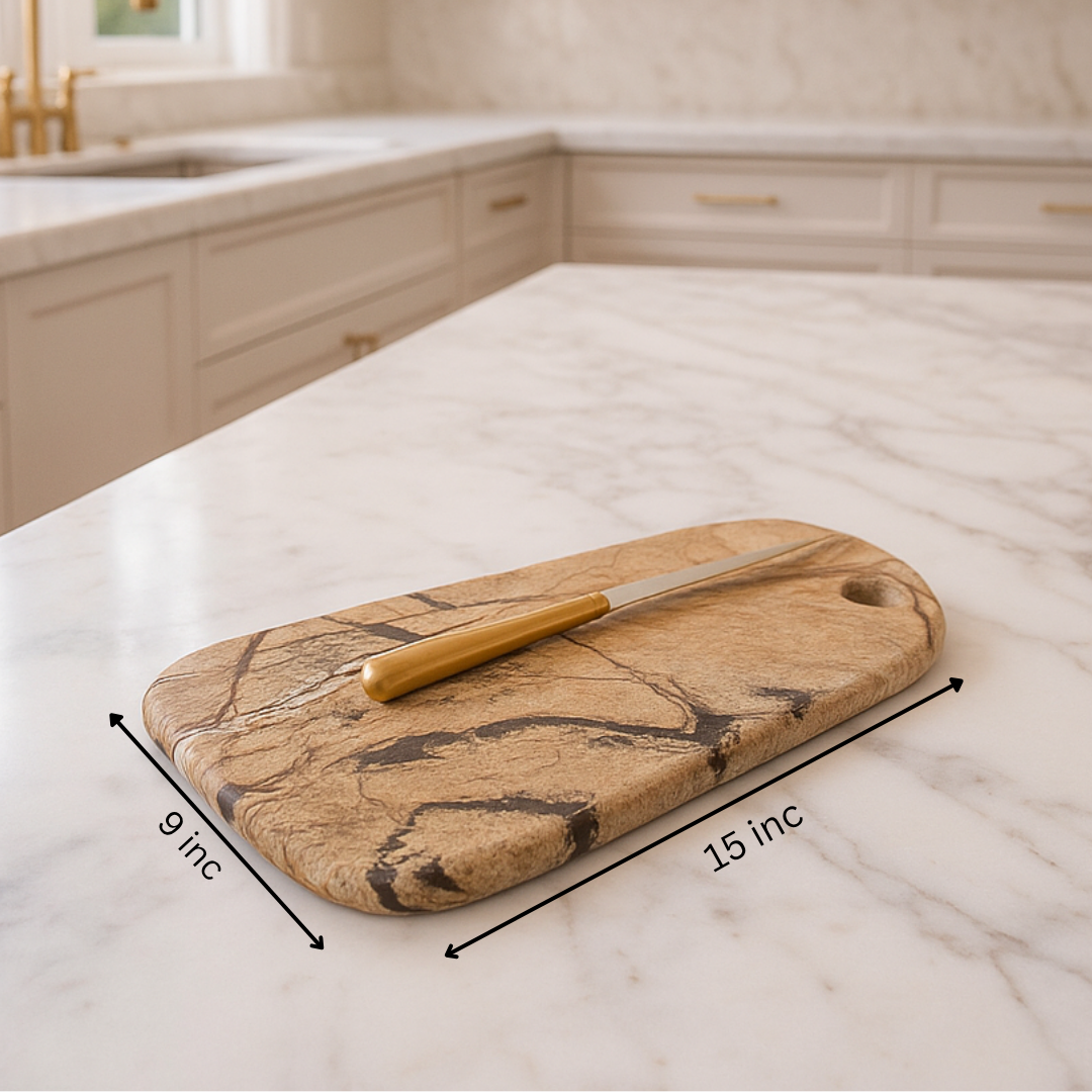 Abstract Cut Natural Marble Cheese Board - Measurement Image