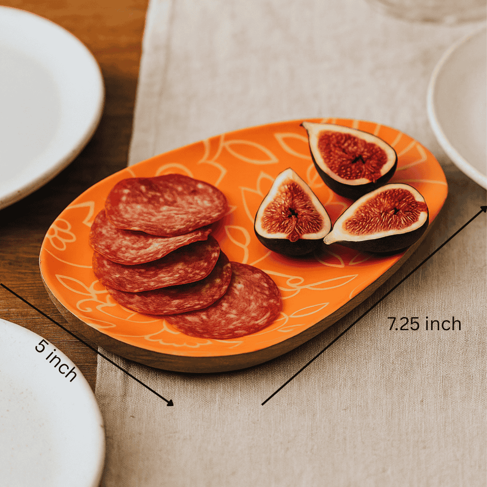 Floral Handpainted Mango Wood Oval Platter – Artisan Serving Trayvv