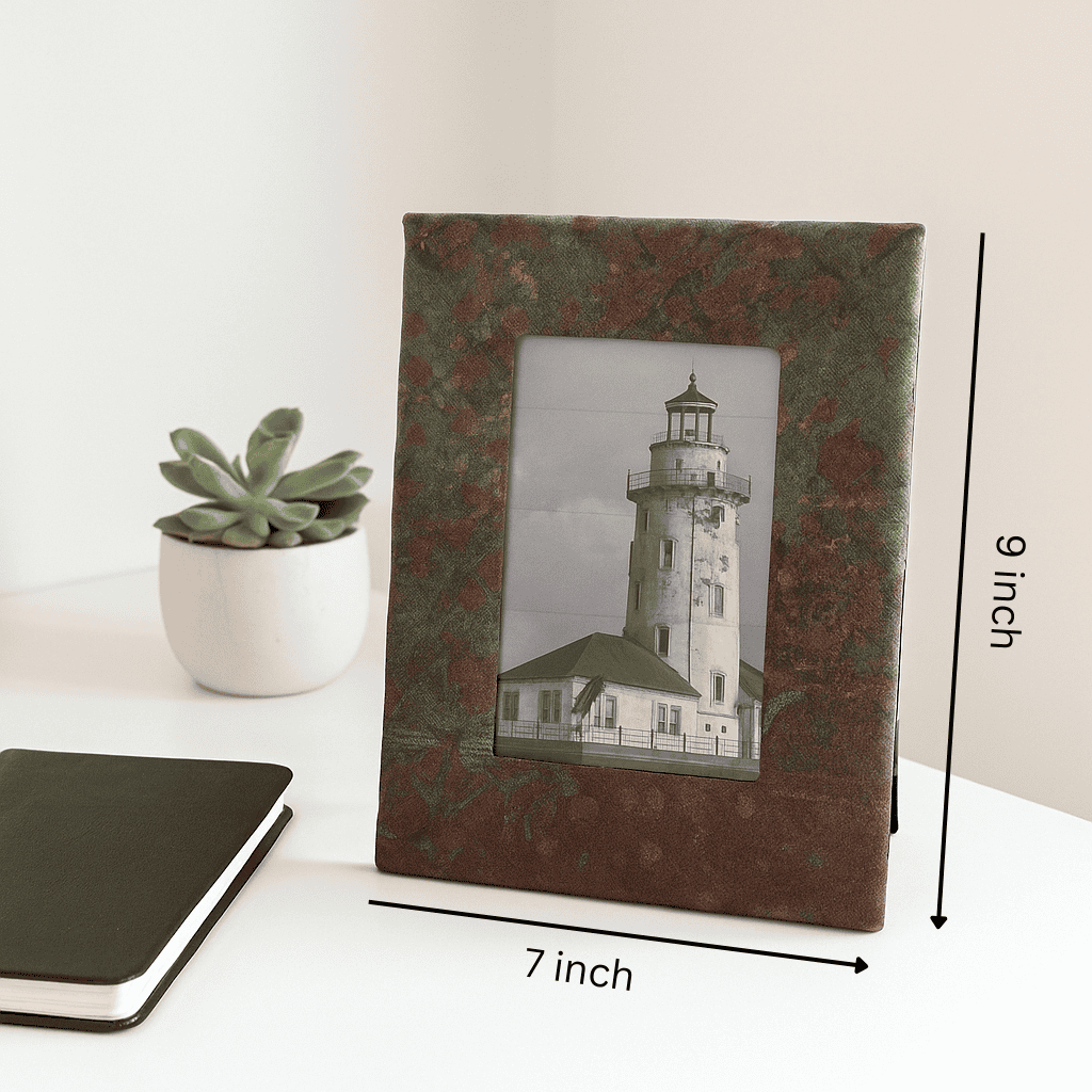 Hand painted Upcycled fabric photo frame