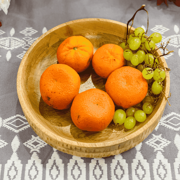 Carved Wood Platter | Hand-Carved Mango Wood Rustic Serving