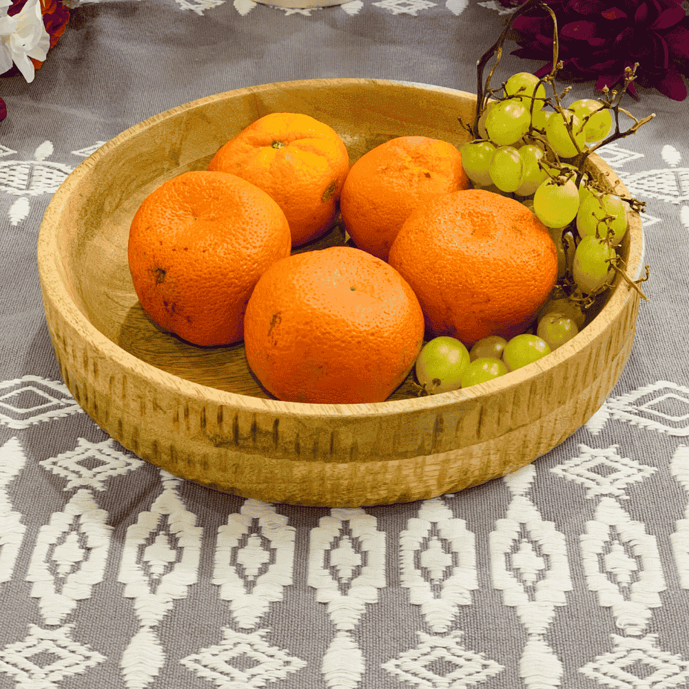 Hand-Carved Mango Wood Platter – Rustic Serving Elegance