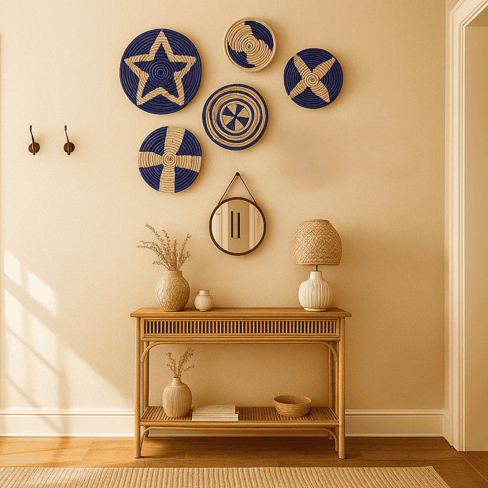 Handwoven Sabai Grass Indigo Wall Plates