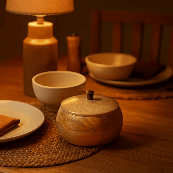 Wooden Bowl with Lid | Hand-Turned Classic Storage Serving