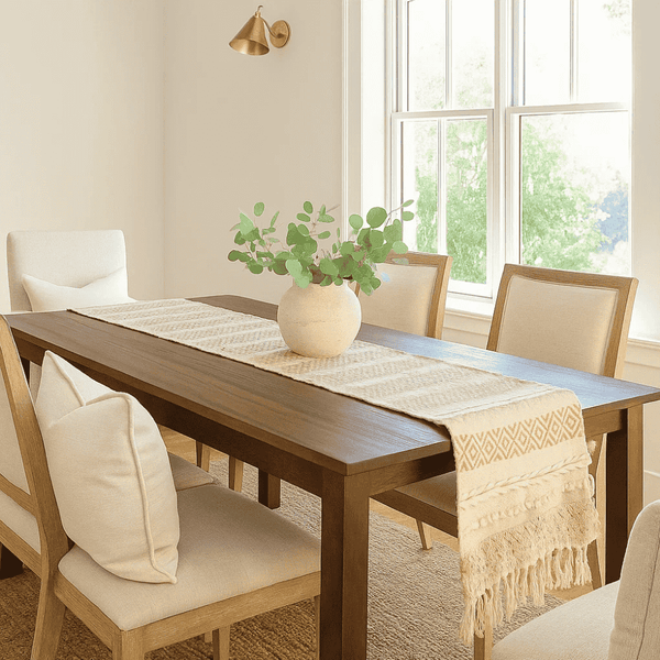 Brown Table Runner | Diamond Handwoven Cotton Dining Decor