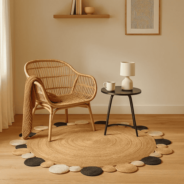 Braided Spiral Round Jute Rug – Natural Floor Texture for Your Home