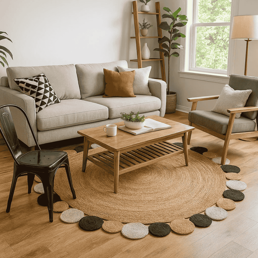 Braided Spiral Round Jute Rug