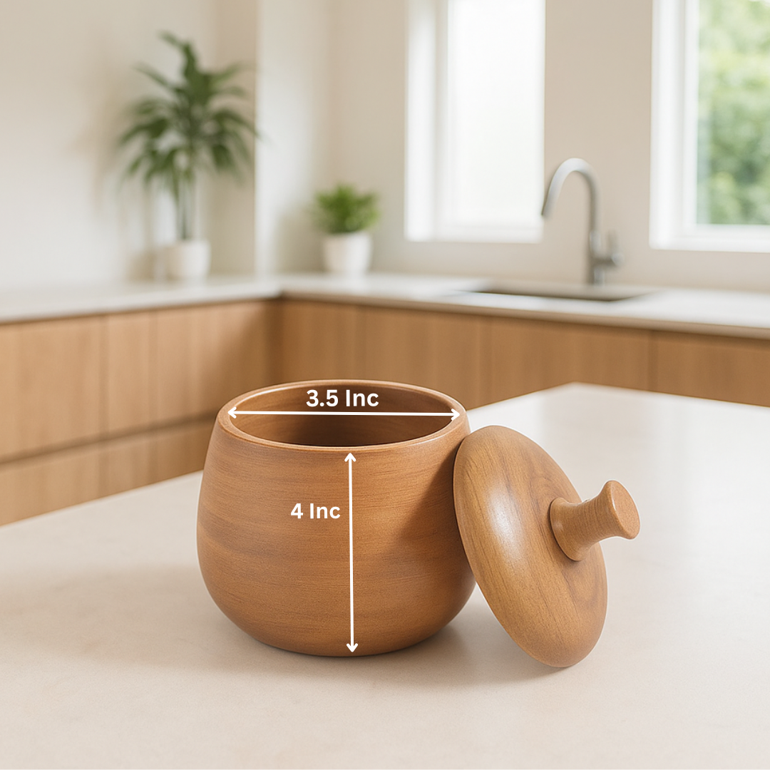 Gleemium Turned Acacia Wood Jar with Lid – Handcrafted
